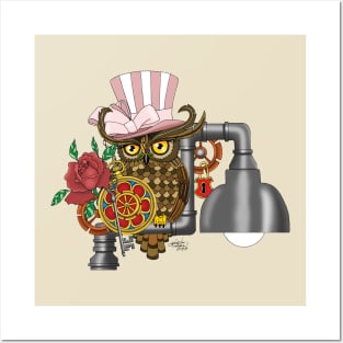 Mrs. Steampunk Owl Posters and Art
